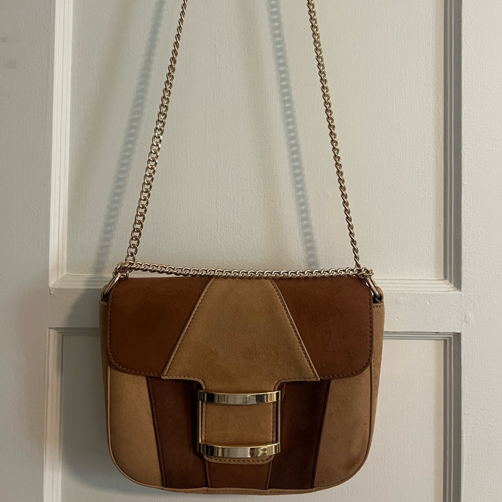 JustFab Tan and Brown Crossbody Bag